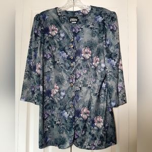 Vintage Floral Shoulder Pad blouse